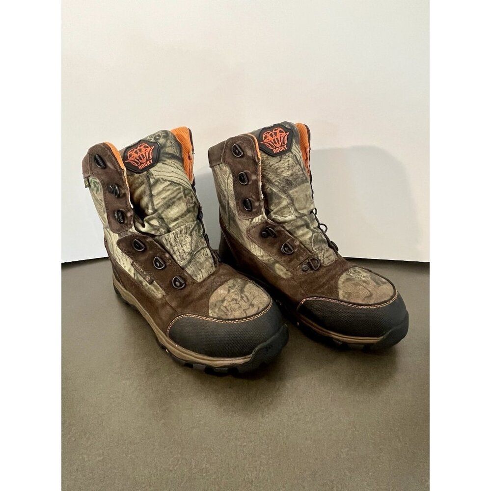 Rocky Kids Ram Hunting Boots Camo & Orange Accents Size 4M